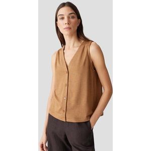 Donkerbruin gebreid topje met knopen