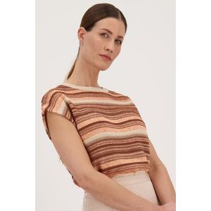 Fijngebreid oranje-bruin truitje