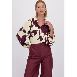 Lichtgele blouse met bordeaux bloemen