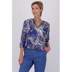 Donkerblauwe blouse met print