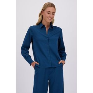 Petrolblauwe blouse met lange mouwen