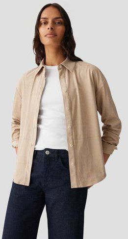 Lichtbeige blouse in suède look