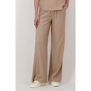 Wijde beige linnen broek