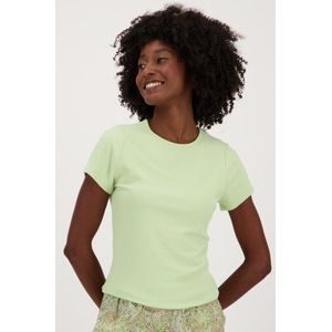 Lichtgroen ribgebreid T-shirt