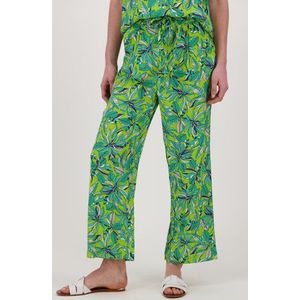 Groene wijde broek met bladerprint