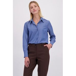 Blauwe blouse met hemdkraag