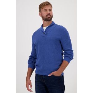 Blauwe trui met brede kraag