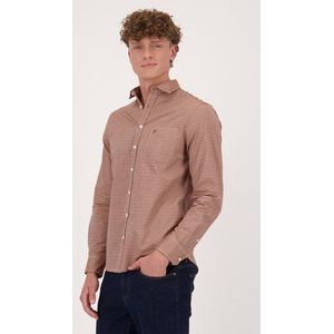 Oranjebruin hemd met fijne print - Regular fit