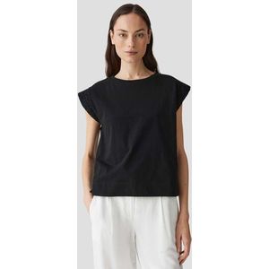 Zwart T-shirt met korte mouwen en broderie