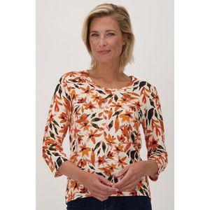 Ecru T-shirt met oranje bloemenprint