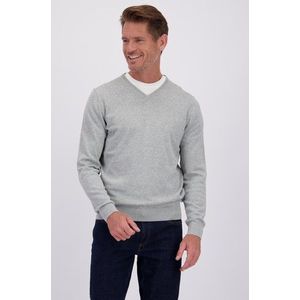 Fijne lichtgrijze trui met V-hals