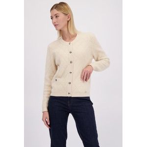 MORE & MORE - Gebreid Vest - Crème - Lange Mouw - Ronde Hals