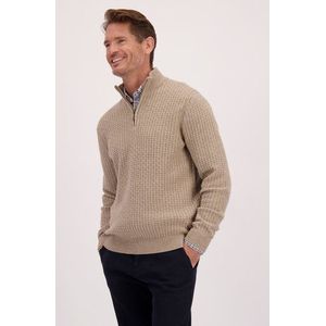 Beige structuurtrui met korte rits