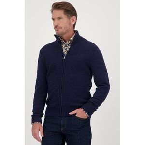 Donkerblauwe cardigan met reliëfmotief