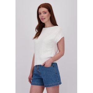 Witte gebreide trui zonder mouwen