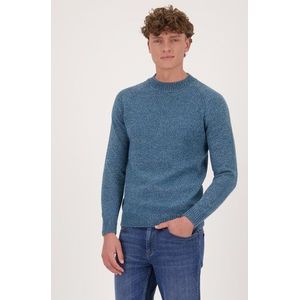 Blauwe gemêleerde trui met wol