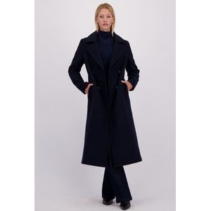 Donkerblauwe wollen mantel