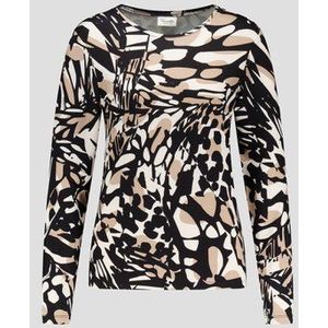 Zwart T-shirt met beige print