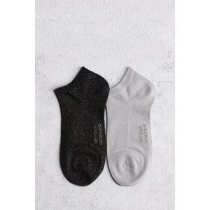 Zwart-grijze glittersokken - 2 paar
