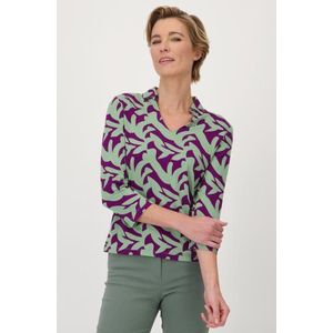 Polo met paars-groene print
