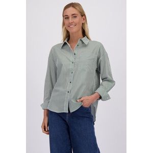 Witte blouse met donkergroen gestreept motief