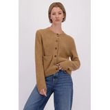 Marc O'Polo - Gebreid Vest - Cappuccino - Lange Mouw - Normale Pasvorm