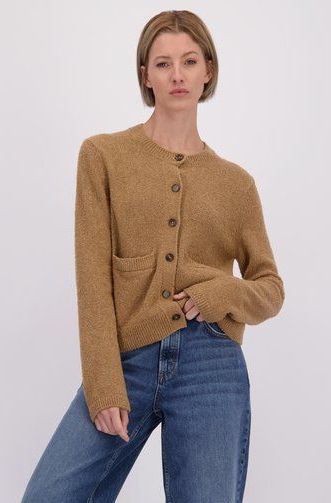 Marc O'Polo - Gebreid Vest - Cappuccino - Lange Mouw - Normale Pasvorm