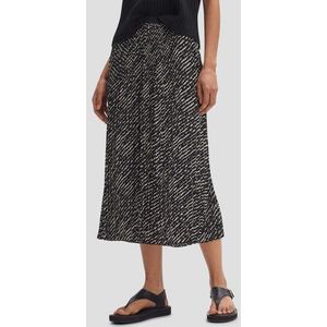 Opus - Midi Plooirok - Ecru - Zwarte Print