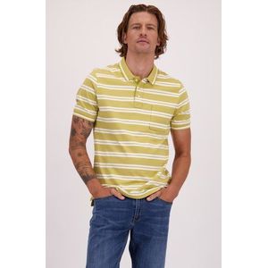 Kaki polo met witte strepen