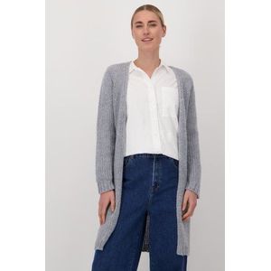 Lange gebreide grijze cardigan