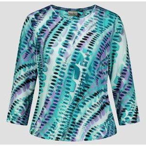 Turquoise T-shirt met paarse print
