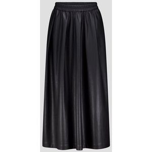Lange zwarte rok in leather look