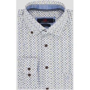 Wit hemd met ruitjesmotief - Regular fit