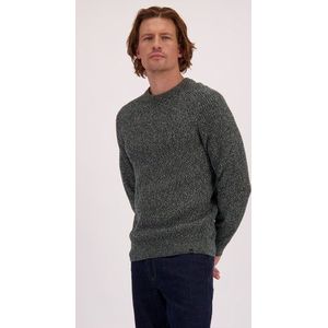 Gemêleerd blauw-groene trui met ronde hals