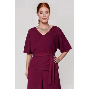 Bordeaux blouse met striklint