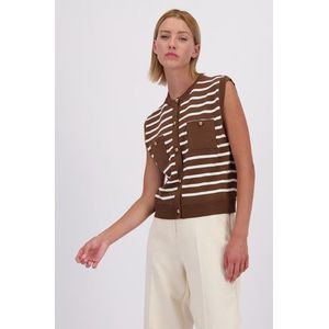 MORE & MORE - Gebreide Bodywarmer - Bruin / Offwhite