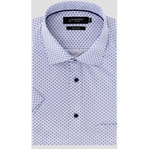 Wit hemd met fijne blauwe print - Regular fit