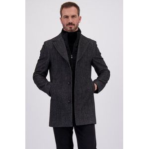 Donkergrijze mantel in tweed