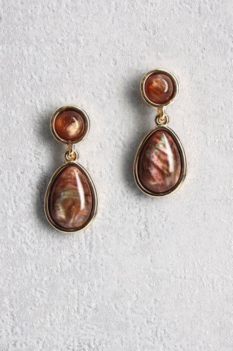 Liberty Island - Oorbellen - Bruin - Druppelvormige Hanger