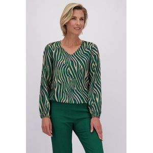 Groen-beige blouse met V-hals