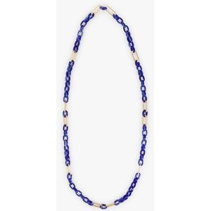 Lange ketting met blauwe en gouden schakels