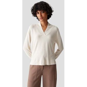 Lichtbeige T-shirt met V-hals