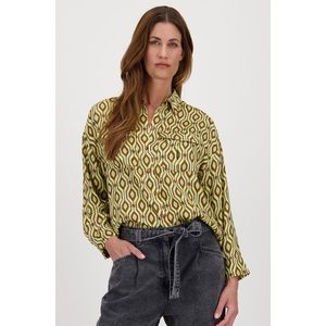 Gele blouse met grijs-bruine print