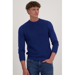 Donkerblauwe katoenen trui met ronde hals