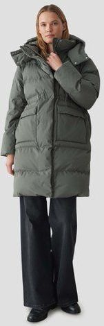 Halflange kaki gewatteerde jas