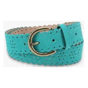 Turquoise riem met uitgesneden patroon