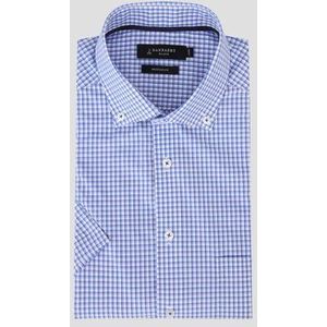 Wit hemd met blauwe geruite print - Regular fit