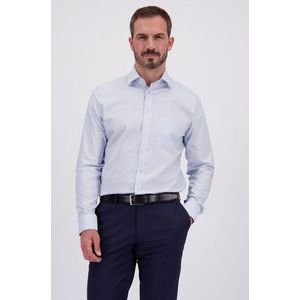 Wit hemd met blauw geruit motief - Regular fit