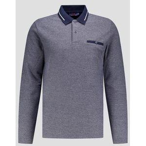 Blauwe polo met lange mouwen