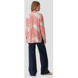 Opus - Diagonaal Gestreepte Blouse - Ecru Beige Rood - EcoVero Viscose
